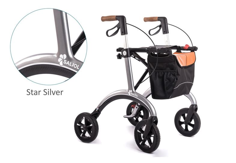 (AV) Saljol Carbon Rollator Star Silver- Neu Design- nur 5-8kg Gewicht- belastbar bis 150kg unter Rollator (alle Modelle) > Rollator - Carbon > Saljol