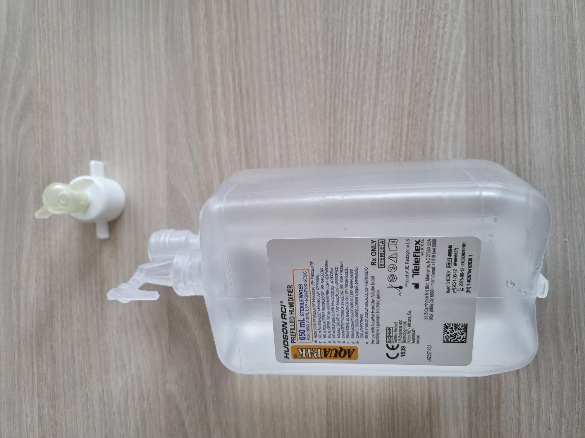10 x Sterilwasser Aquapak 650ml im geschlossenen System- inkl- O2-Adapter zum Anschluss an Sauerstoffgeräte- steriles Wasser zur Inhalation in der Sauerstofftherapie- unser Respiflo Nachfolgeprodukt