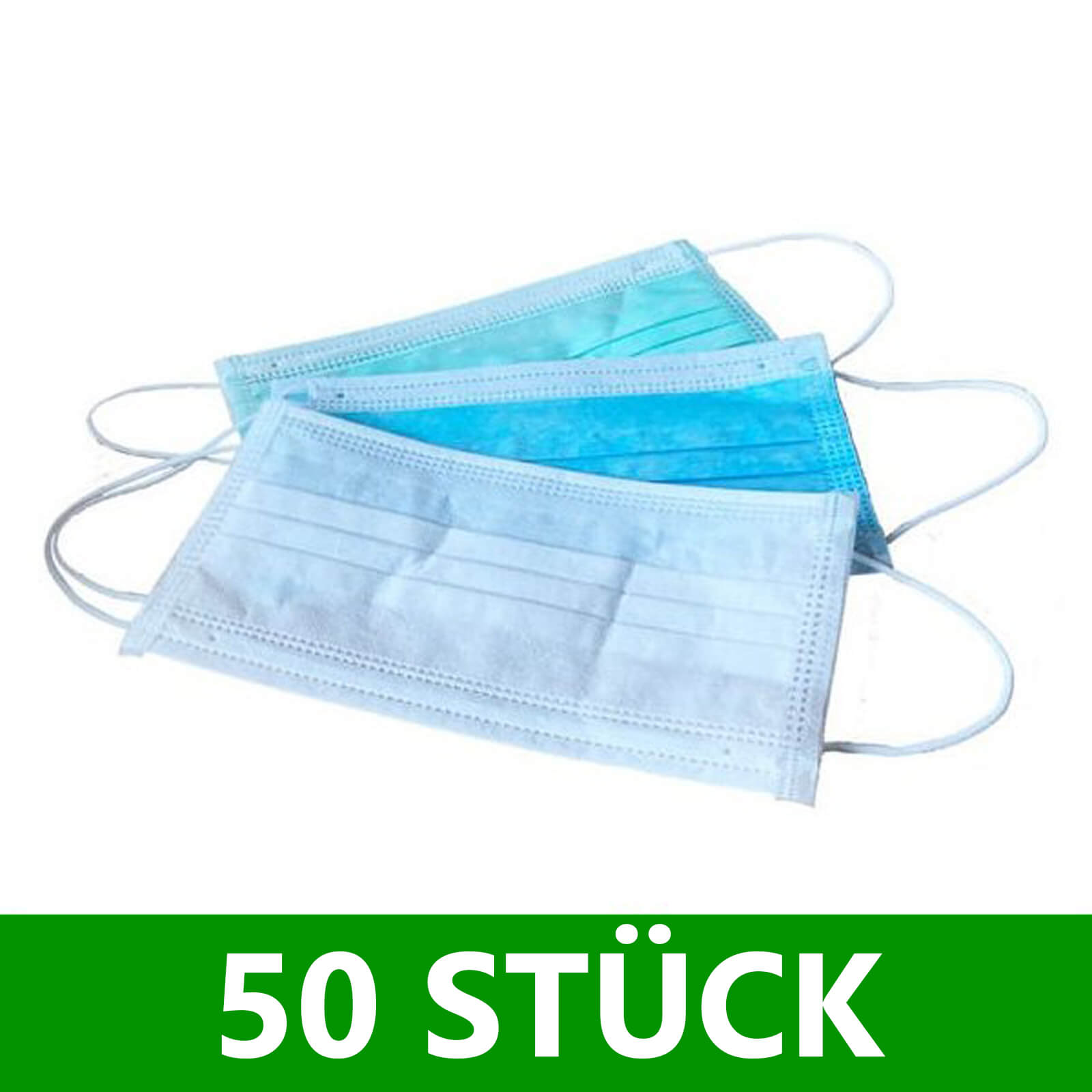 50er Pack ADEBO Medizinischer Mundschutz Mundmaske Typ IIR- latexfrei- 3-lagig- mit elastischen Gummibndern- fusselfrei