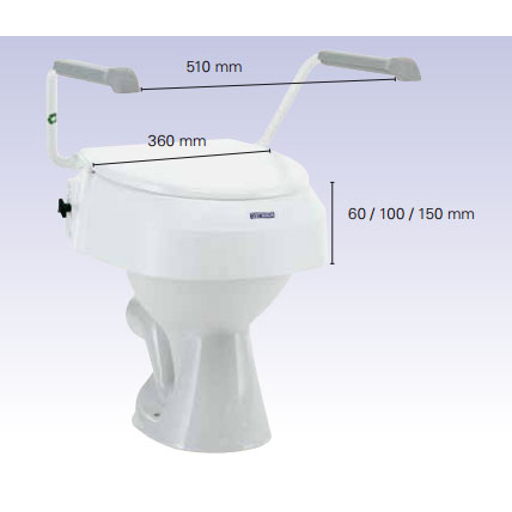 Aquatec 900 Toilettensitzerhöhung- 10cm- mit Deckel- mit Armlehnen- drei Sitzhöhen (6-10-15cm) einstellbar- neue MDR Ausführung- bis 120kg