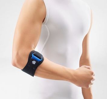 Bauerfeind EpiPoint Schwarz- Universal Stabilorthese zur Behandlung des Tennisarms (schmerzlindernde Epicondylitis-Spange bei gereizten Sehnenanstzen) unter Ellenbogenbandage > Bauerfeind