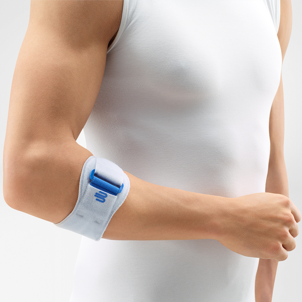 Bauerfeind EpiPoint Titan- Universal Stabilorthese zur Behandlung des Tennisarms (schmerzlindernde Epicondylitis-Spange bei gereizten Sehnenanstzen) unter Ellenbogenbandage > Bauerfeind