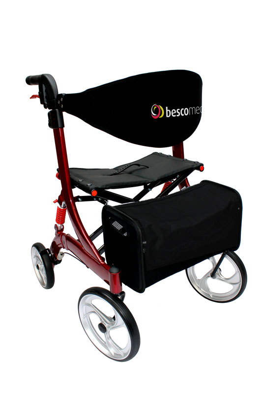 Bescomed Spring M rot- Leichtgewicht Rollator- mit justierbaren Spiralfedern