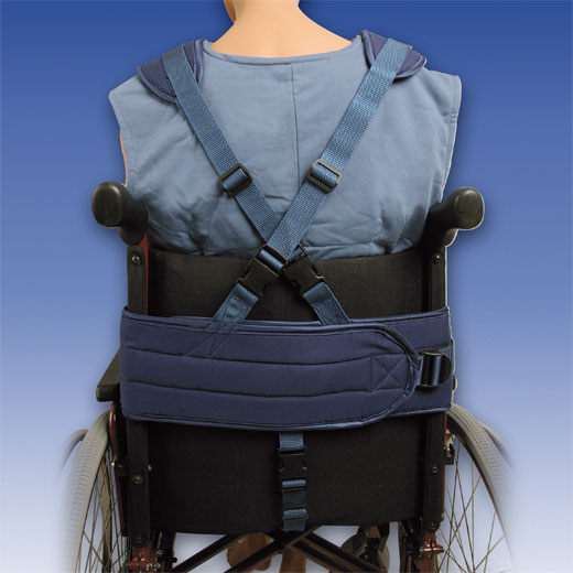 Biocare Komplett Klett- XL blau- Sicherungssystem für Hüfte- Oberkörper und Becken- Patientensicherungsystem im Rollstuhl unter XXL Produkte > Rollstuhlgurte > Rollstuhlgurte > Biocare