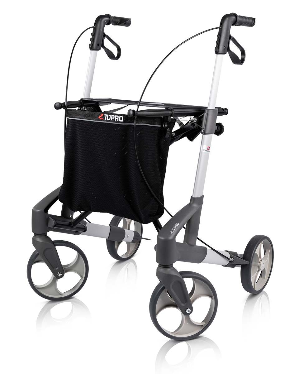 Der neue Topro Troja Original Rollator- Silber- verbesserte Nachfolger des Troja Classic- faltbar- Modell M fr Erwachsene- nur 6-8 kg und bis 165kg Nutzergewicht