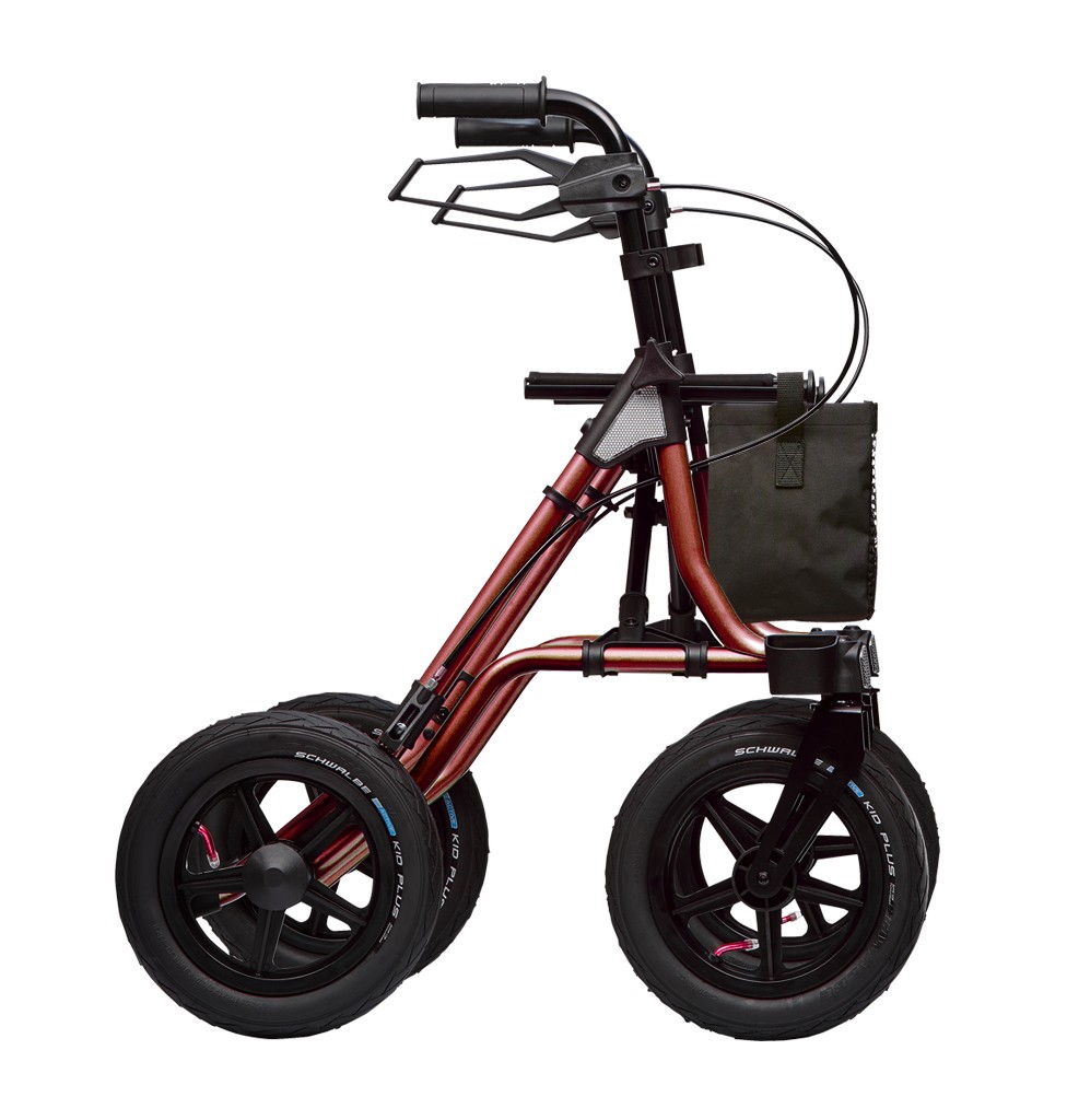 Dietz Taima XC Rollator rot- Luftbereifung- neues Modell- Leichtgewicht nur 9-1 kg- bis 150kg belastbar- mit Gehstockhalter- Einkaufsnetz- Ankipphilfe- Reflektoren und Lenkungsdmpfer unter Rollator (alle Modelle) > Rollator  Outdoor > Dietz > -Shop - Bechle Dietz