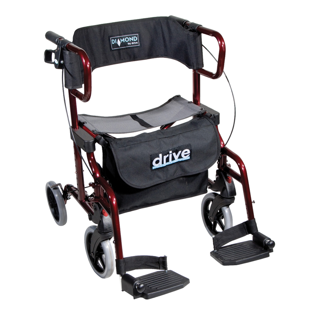 Drive Medical Rollator Diamond Deluxe 2in1 - Rollator und Transportstuhl- inkl- Fusssttzen- der Kombi-Rollator + Rollstuhl unter Rollator (alle Modelle) > Rollator  Rollstuhl 2in1 > Drive