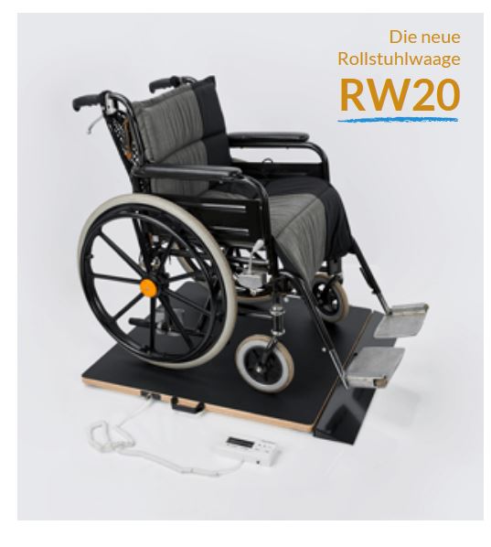Elektronische Rollstuhlwaage RW-20 (bis 300kg) mit Kabelfernanzeige inkl- Auffahrrampe- neue Serie- für manuelle oder elektrische Rollstühle (ungeeicht) unter Patienten Waagen > Rollstuhl Zubehörteile
