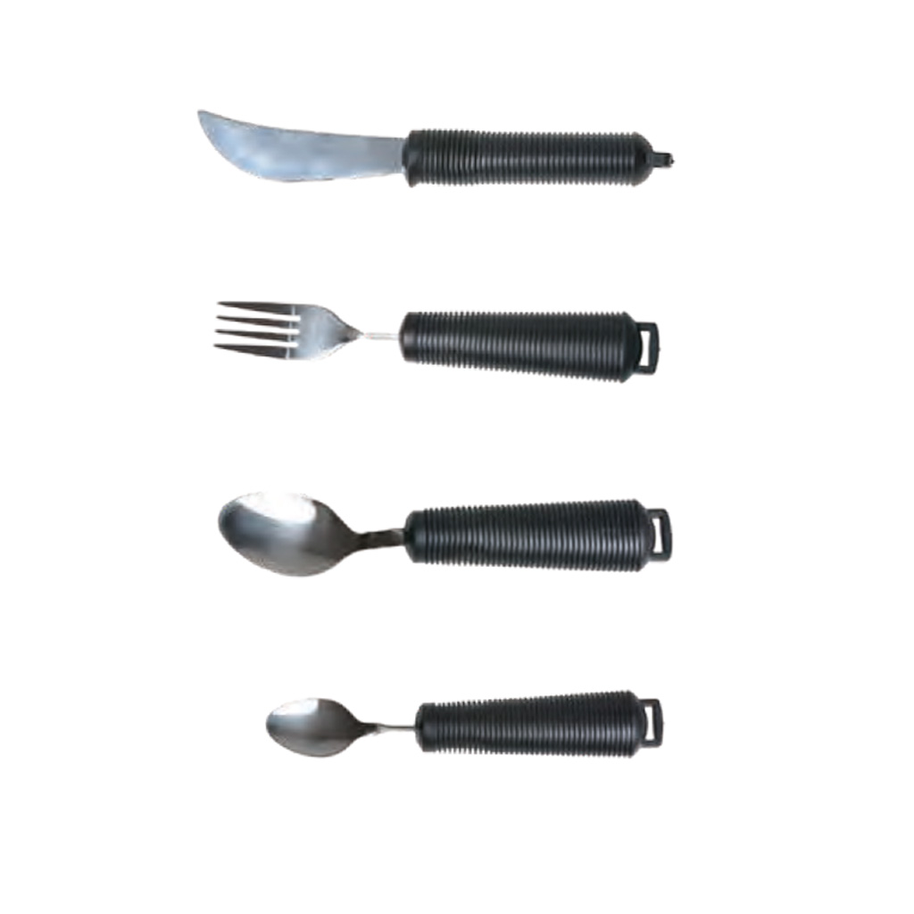 FLEX Essbesteck 4-teiliges Set (Gabel- Lffel- Teelffel- Messer) biegsam- dicke und rutschsichere Griffe- splmaschinengeeignet unter Esshilfen und Trinkhilfen > Ess- und Trinkhilfen > Geschenkideen fr Oma + Opa > Rehaforum Medical RFM