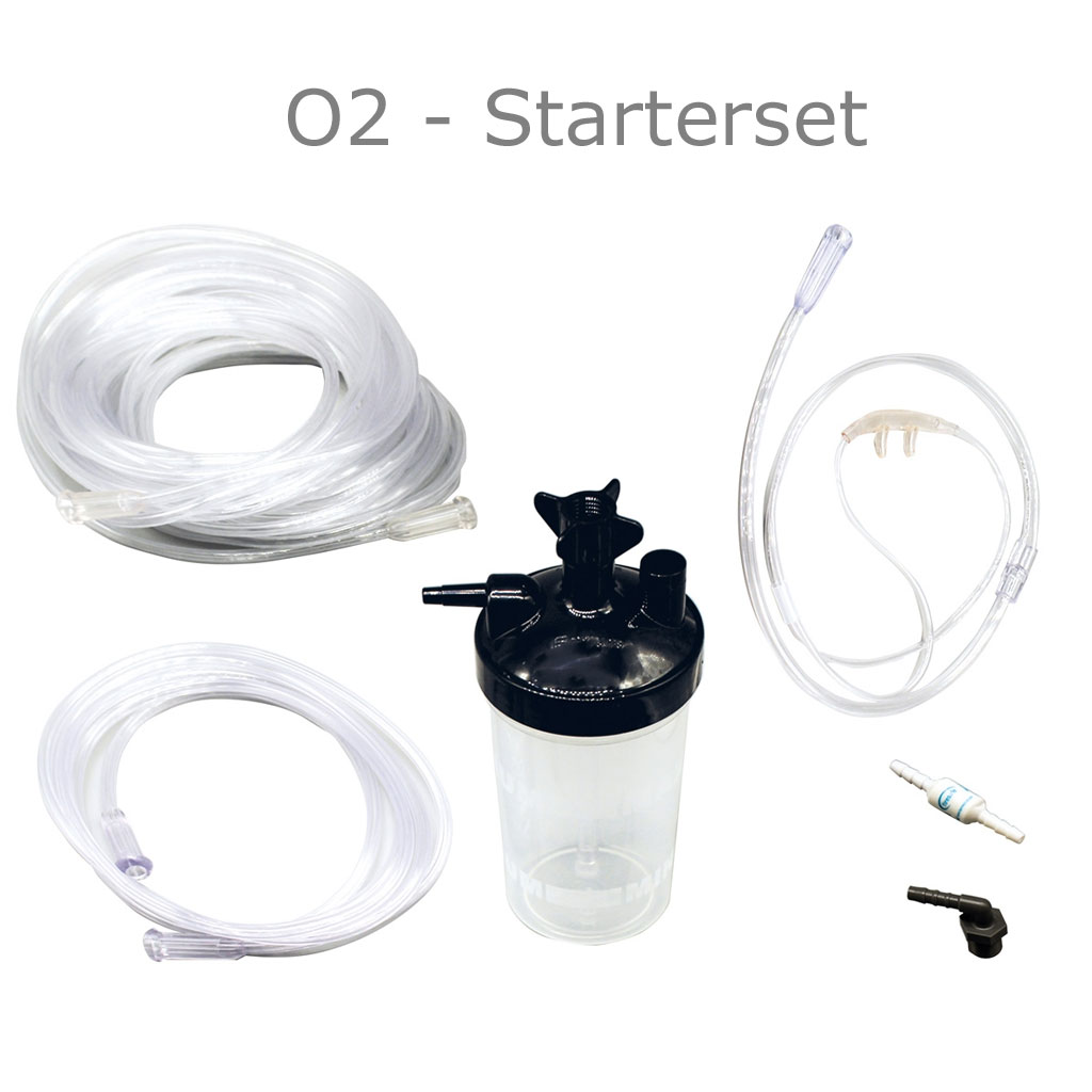 O2 Sauerstoff-Zubehrset - Wechselset (Atemgasbefeuchter- Nasenbrille- Firesafe- Schluche)- O2 Starterset fr Sauerstoffkonzentratoren