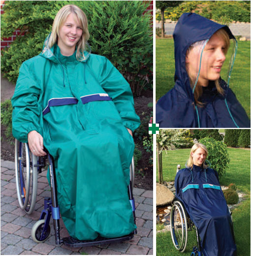 Regencape für Rollstuhlfahrer von Orgaterm mit Kapuze und Sichtfenster- verschiedene Modelle unter Rollstuhl Zubehörteile > Orgaterm