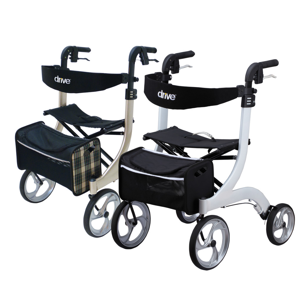 Rollator Drive Nitro- Leichtgewichtsrollator fr innen und draussen- mit verschliessbarer Gepcktasche- grosse Lenkrder- mit Stockhalter- Ankipphilfe- bis 130kg