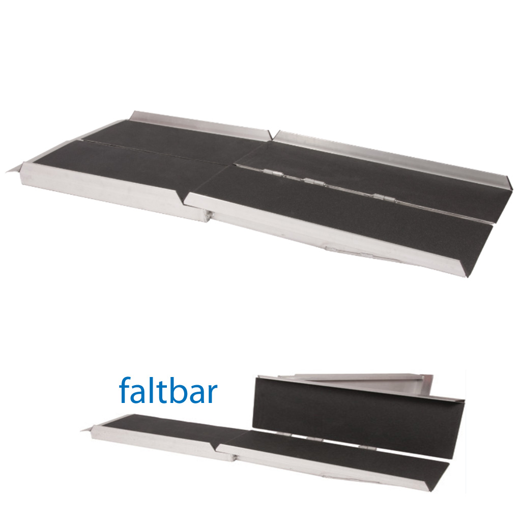 Rollstuhl Kofferrampe 240x76cm- HMV- Vollrampe- belastbar bis 300kg- Rampe aus Aluminium- faltbar- mit Friktionsbelag