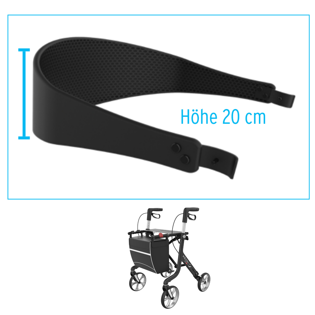 Rückengurt Comfort für XEON und Athlon Rollator- schwarz- 81cm- Komfort Höhe 20cm