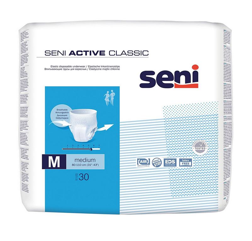Seni Active Classic Medium- atmungsaktive- elastische Inkontinenzslips- Pants- M (P-30)