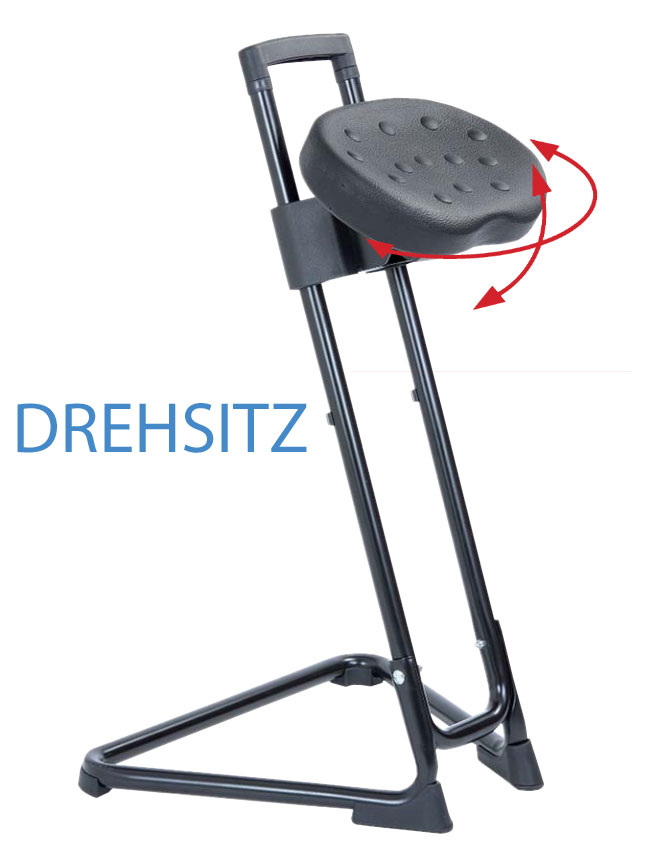 Stehhilfe - die Standhafte- Gestell lichtgrau- sehr stabiler Stehstuhl mit Drehsitz- GS geprüft- bis 120kg