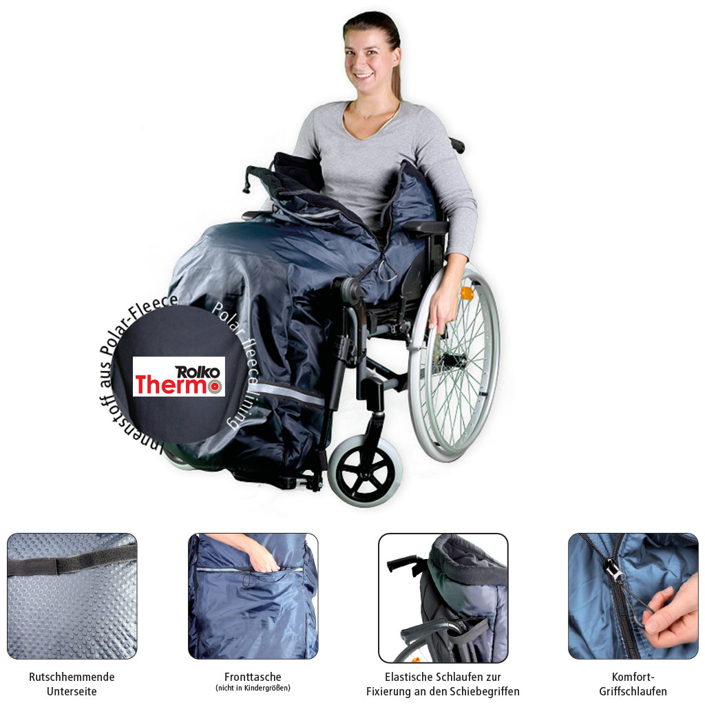 Thermo Rollstuhl Schlupfsack- Gr- L für Erwachsene bis Grösse 180cm- Innenfutter Polar-Fleece- wasserabweisendes Aussenmaterial