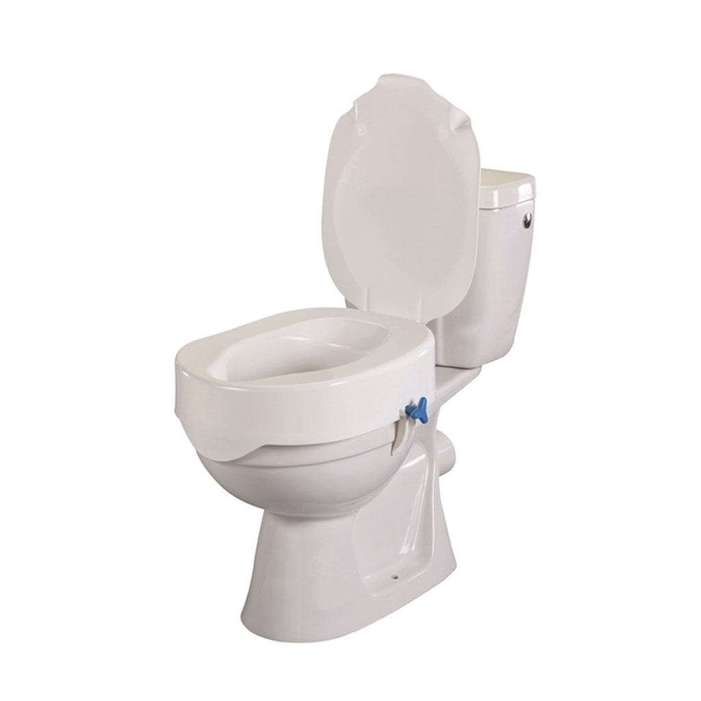 Toilettensitzerhöhung Rehotec mit Deckel- 10cm- bis 180kg belastbar- einfache Montage ohne Wekzeug