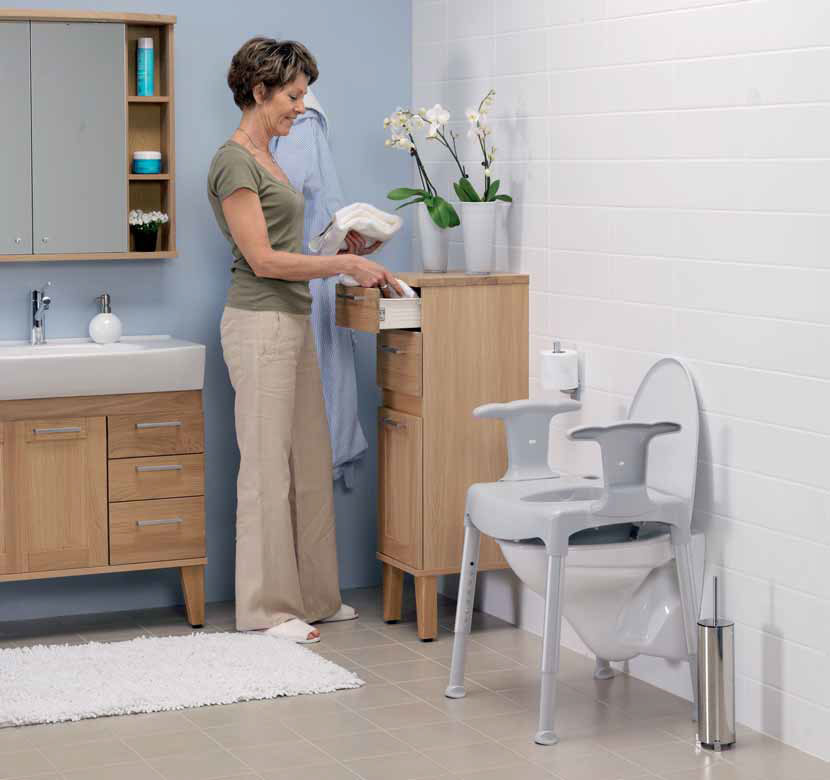 Toilettensttzgestell Swift von Etac mit Armlehnen Hhe 42-57cm unter Toilettensitzerhhung > Etac