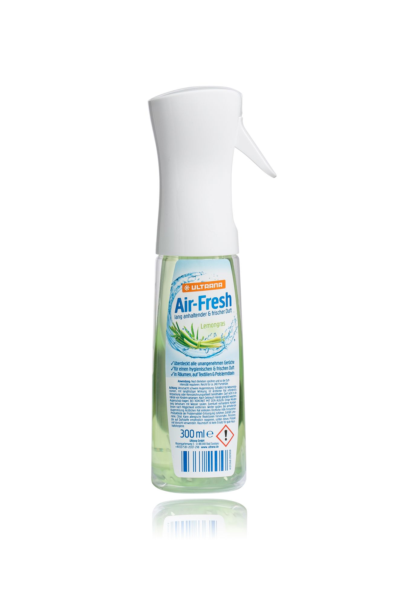 Ultrana Air-Fresh Lemongras Raumduftspray- Textilduftspray- Polstermbelduftspray 300ml unter Hygiene