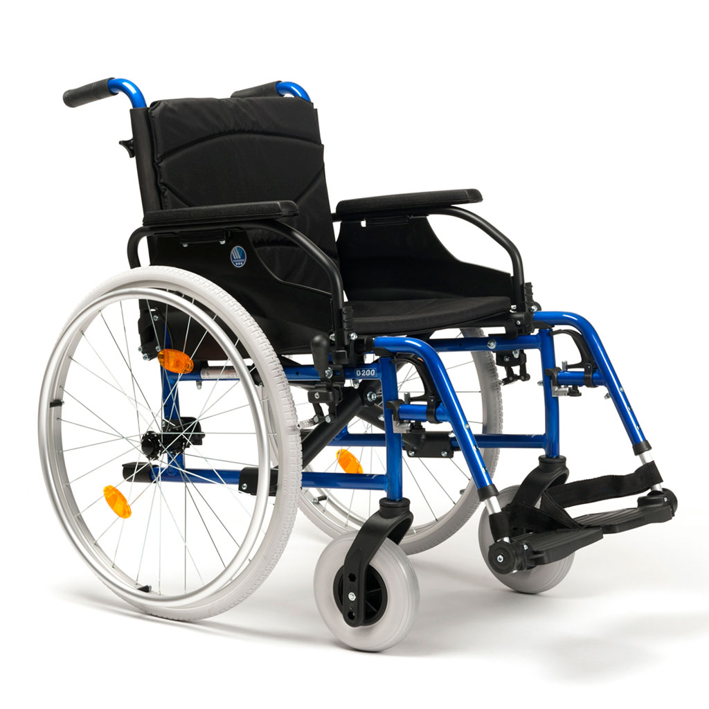 Vermeiren D200-V-BG Leichtgewicht-Rollstuhl- Edition metallic blau inkl- Trommelbremse für Begleiter- Sitzkissen u-v-m-