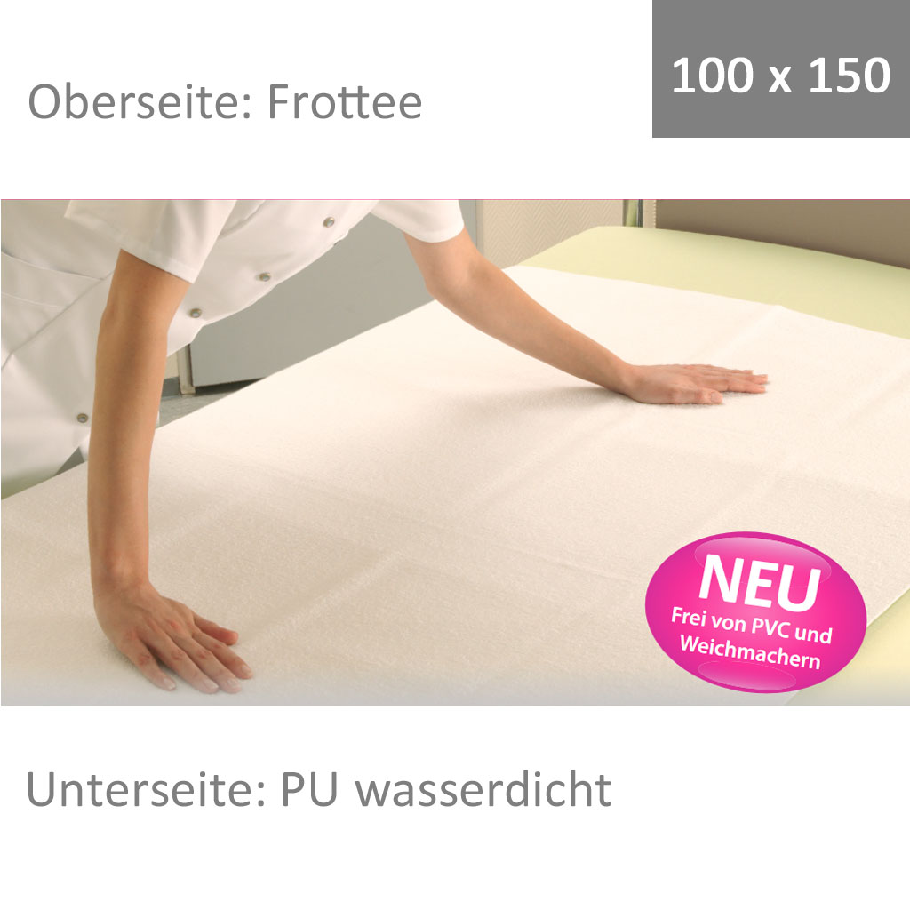 Wewa Flor 100x150- Frottee Bettschutzauflage- Matratzenschutz mit PU Unterseite- bei Inkontinenz der optimale Schutz- Mehrweg-Inko-Auflage
